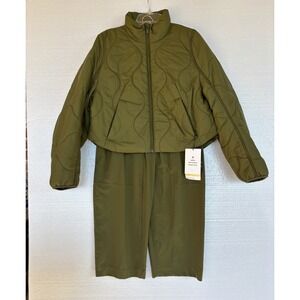 LuLu Lemon Quilted Cropped Jacket & Barrel Leg Crop - Green NWT Size 8